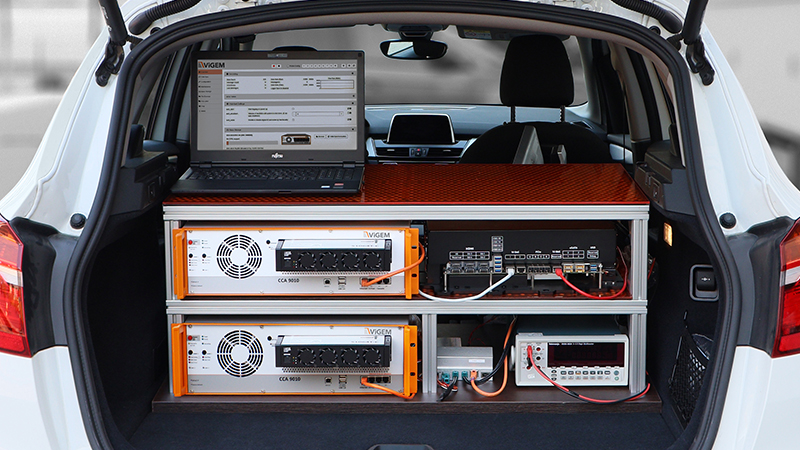 ViGEM data logger in the trunk of a demo car